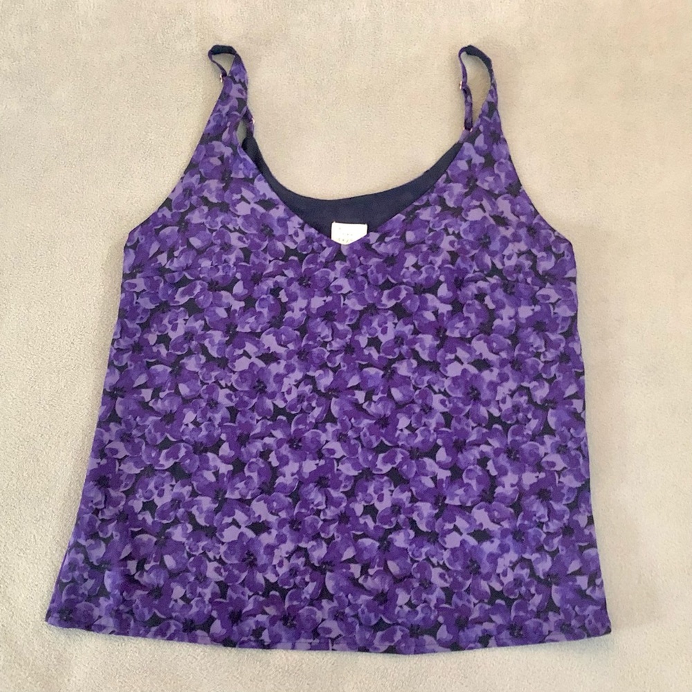 NWT A New Day Purple Floral Cami Tank Top Sleeveless Blouse Size XS